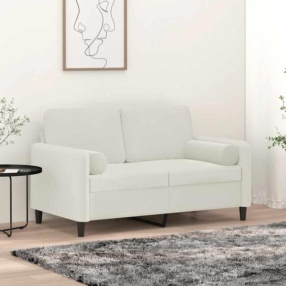 Coussins décoratifs lot de 2 Crème Ø15x50 cm Velours