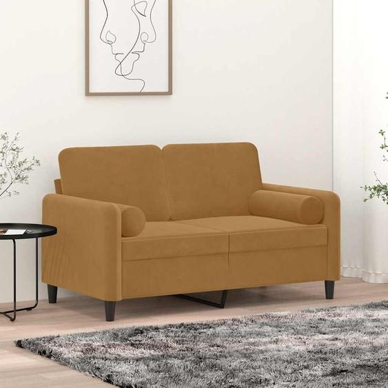 Coussins décoratifs lot de 2 Marron Ø15x50 cm Velours