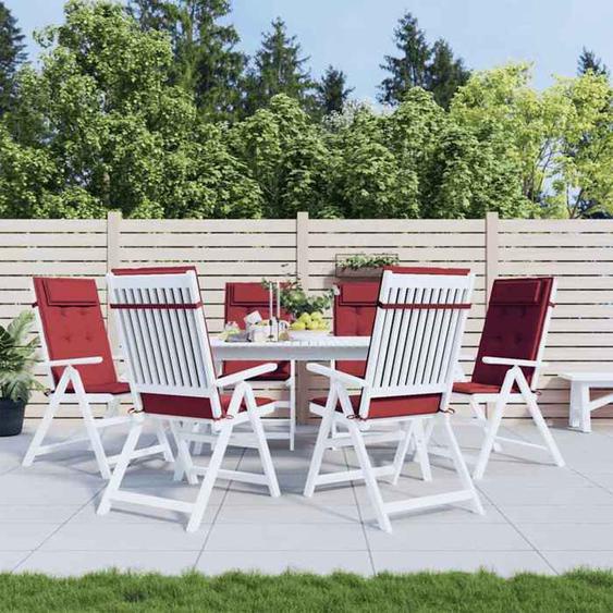 Coussins pour Chaises dextérieur 120x50x3 cm Lot de 6 Rouge Bordeaux Tissu Oxford Coussins de Chaise à Dossier Haut