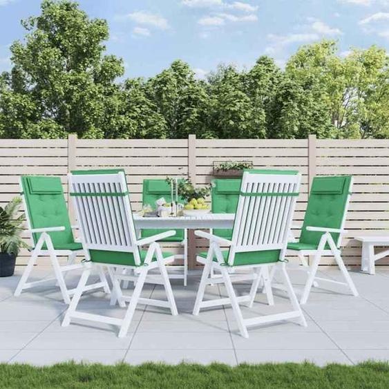 Coussins pour Chaises dextérieur 120x50x3 cm Lot de 6 Vert Tissu Oxford Coussins de Chaise à Dossier Haut