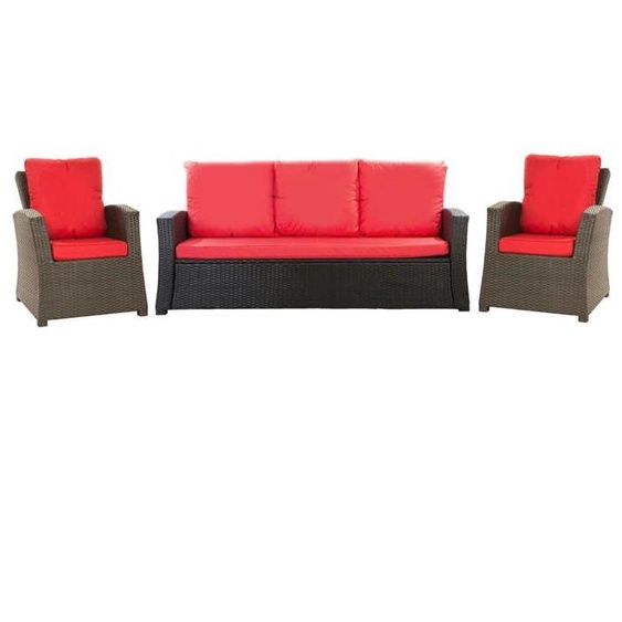 Coussins pour salon de jardin - 168x50x7cm - Rouge - Résine tressée - 5 personnes