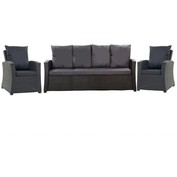 Coussins pour salon de jardin - 180x60x7cm - Noir - Résine tressée - 5 personnes