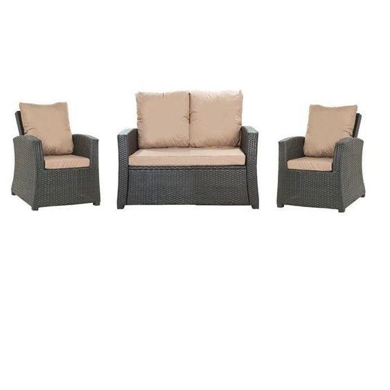 Coussins pour salon de jardin - 4 personnes - Beige - Résine tressée - Lavable en machine