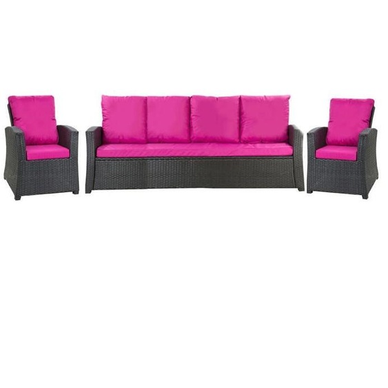 Coussins pour salon de jardin - Rose - 170x60x7cm - Résine tressée - 5 personnes - Entretien facile