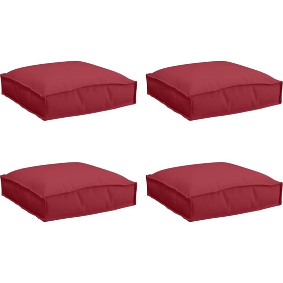 Coussins vidaXL, lot de 4, rouge vin, 40 x 40 x 8 cm, tissu Oxford