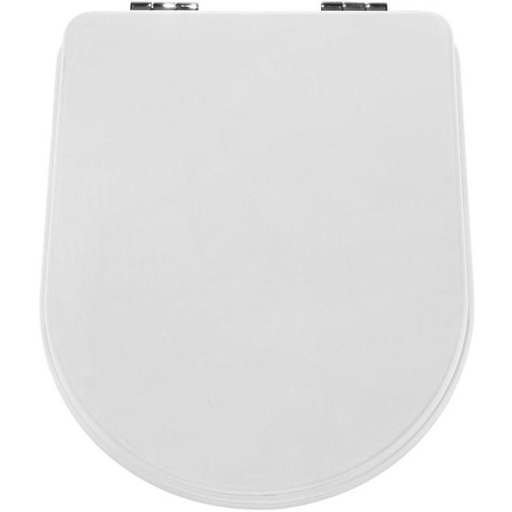 Couvercle de toilette avec siège, en bois, de couleur blanche, dimensions : 38 x 5,5 x 54,5 cm