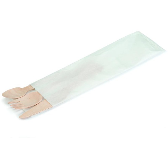 Couverts de table jetables en bois - Kit de 4 pièces - Lot de 500