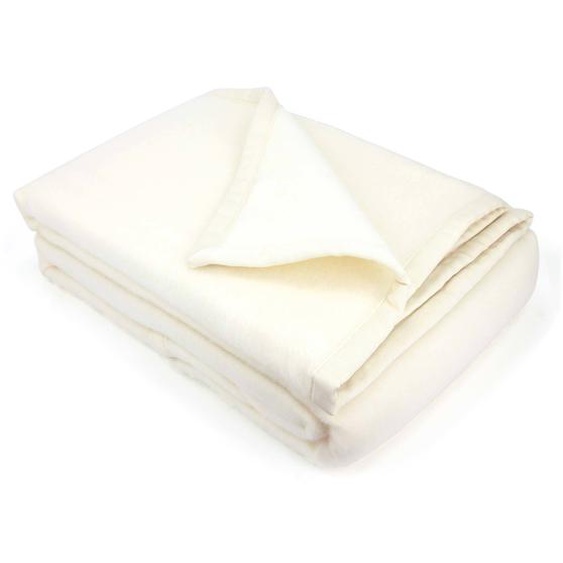 Couverture 180x240 cm pure laine vierge lambswool 360 g/m² VICTORIA Blanc Naturel