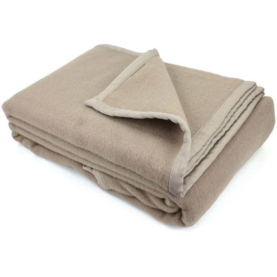 Couverture 240x260 cm pure laine vierge lambswool 360 g/m² VICTORIA Marron Tourterelle