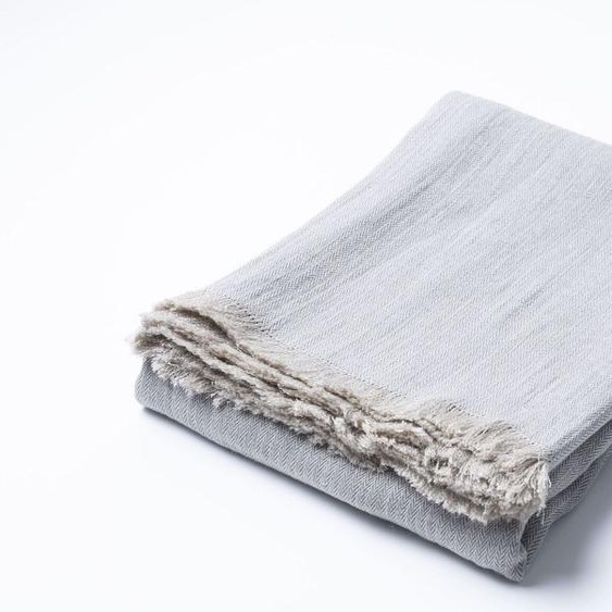 Couverture avec franges, gris, 165x210