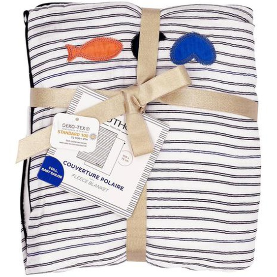 Couverture Bébé En Gaze De Coton Et Polaire Marinière Blanc