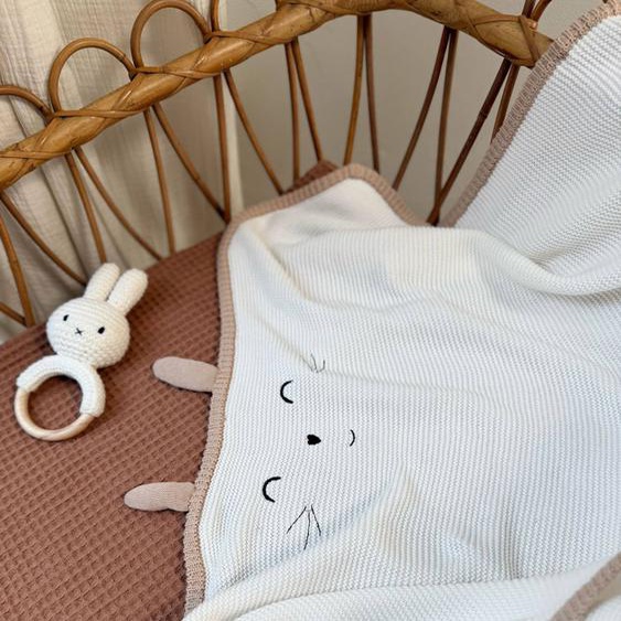 Couverture Bébé En Tricot Hello Baby Ecru