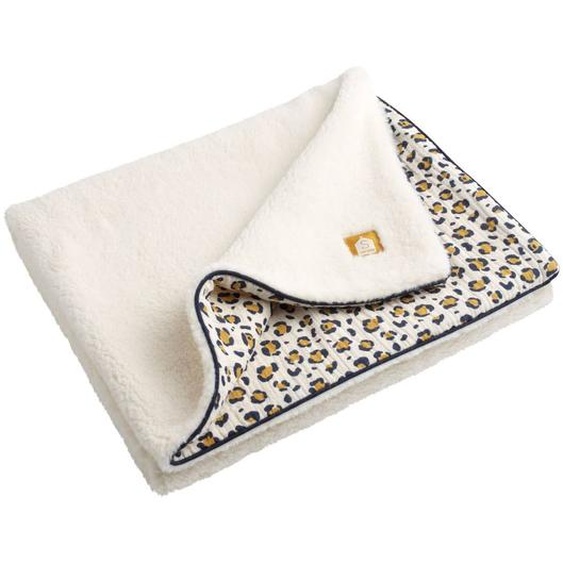 Couverture Bébé Léopard En Gaze De Coton Et Polaire - Petit Chou Ecru/noir