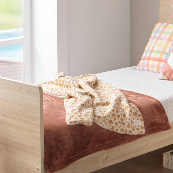 Couverture Bébé Léopard En Gaze De Coton Et Polaire - Petit Chou Ecru/rose