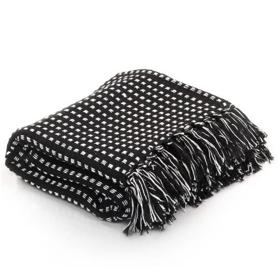 Couverture coton à carreaux 160x210 cm Noir