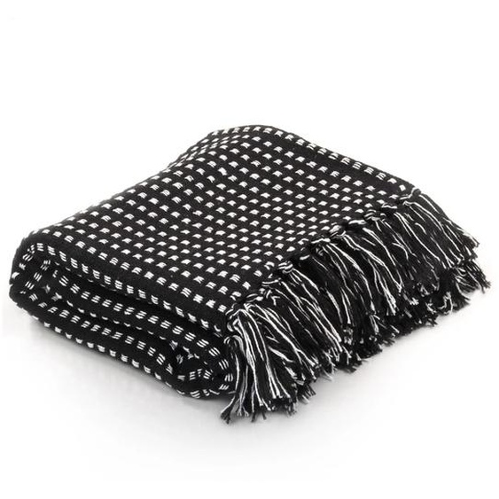 Couverture coton à carrés 220x250 cm Noir