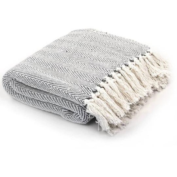 Couverture coton à chevrons 125x150 cm Gris