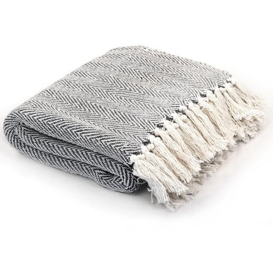 Couverture coton à chevrons 160x210 cm Bleu marine