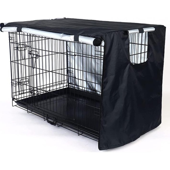 Couverture de cage pour chien Couverture de cage pour chien Couverture de box pour chien avec fenêtre daération, 107x69x75cm, noir