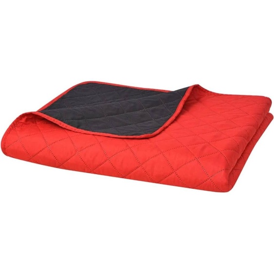 Couverture de jour matelassée réversible rouge et noir 220x240 cm