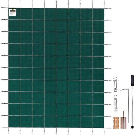 Couverture de piscine Couverture de sécurité pour piscine 16 x 32 pieds Couverture de sécurité rectangulaire pour piscine creusée Couverture de sécurité solide en maille verte pour piscine Couverture de sécurité hivernale pour piscine