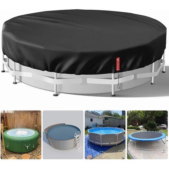 Couverture de piscine ronde 460 cm noire avec technologie solaire et cordon de serrage