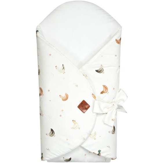 Couverture Demmaillotage Évolutive En Coton Gallina Écru – Motif Poules Champêtre