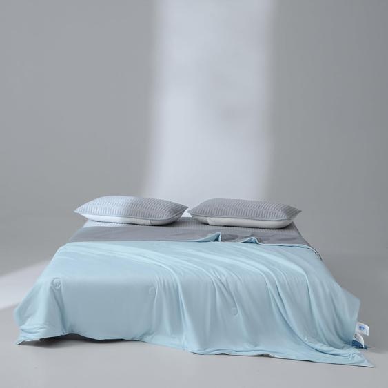 Couverture - Douce et respirante - Microfibre réversible - Bleu/gris - 150 x 200 cm