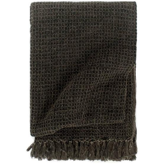 Couverture en coton 160 x 210 cm Anthracite/Marron