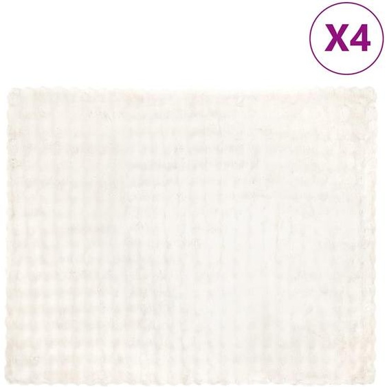Couverture en Fourrure de Lapin Synthétique 4 pcs Blanc