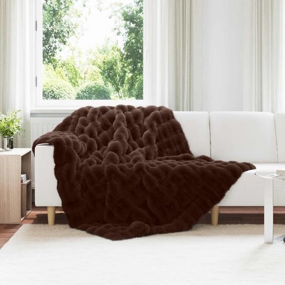 Couverture en Fourrure de Lapin Synthétique 4 pcs Camel