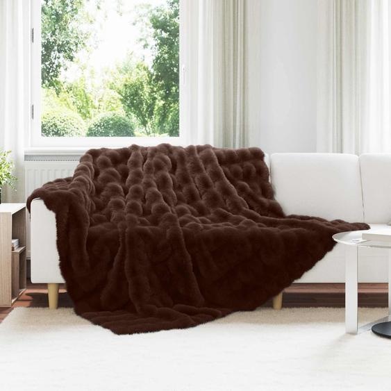 Couverture en Fourrure de Lapin Synthétique 4 pcs Camel