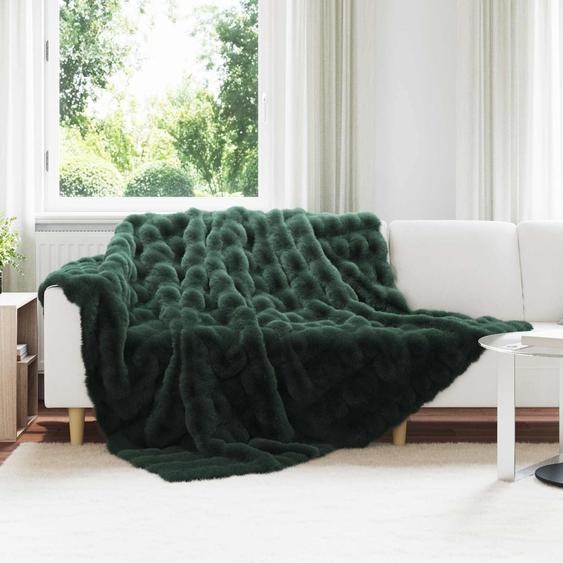 Couverture en Fourrure de Lapin Synthétique 4 pcs Vert foncé