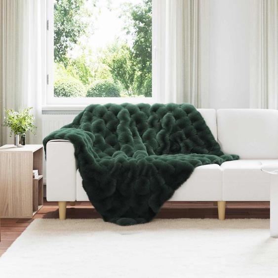 Couverture en Fourrure de Lapin Synthétique 4 pcs Vert foncé