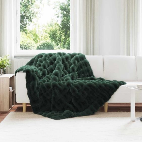 Couverture en Fourrure de Lapin Synthétique 4 pcs Vert foncé