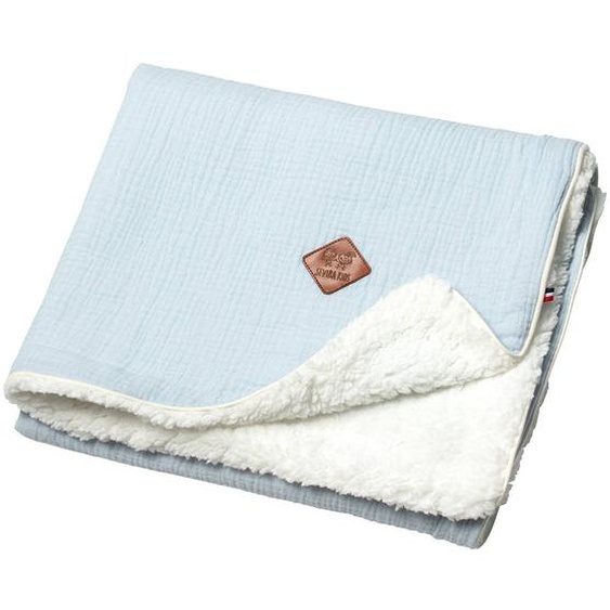Couverture En Gaze De Coton Et Sherpa Jeanne Bleu