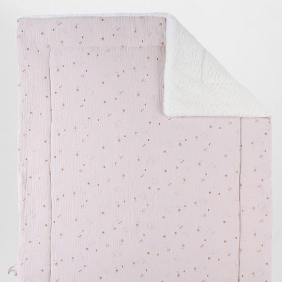 Couverture En Mousseline Et Sherpa Beige