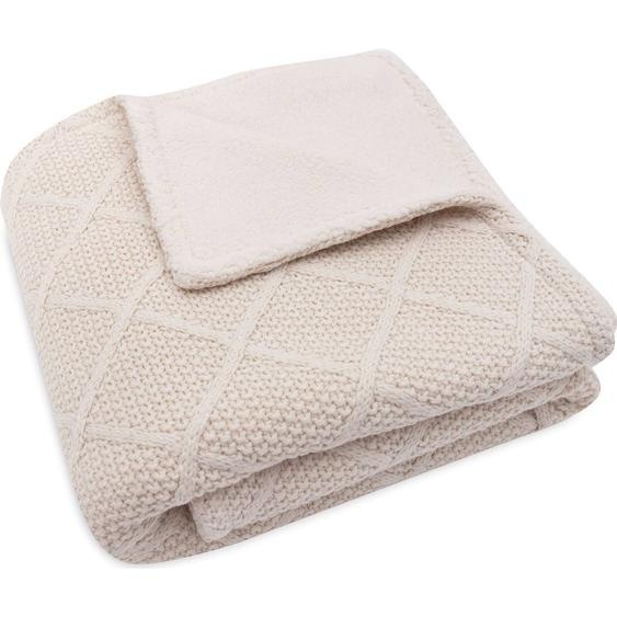 Couverture En Tricot Check Knit Oatmeal (75 X 100 Cm) Beige Clair
