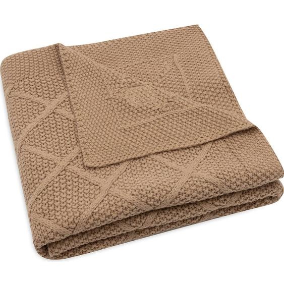 Couverture En Tricot Check Knit Oatmeal (75 X 100 Cm) Marron