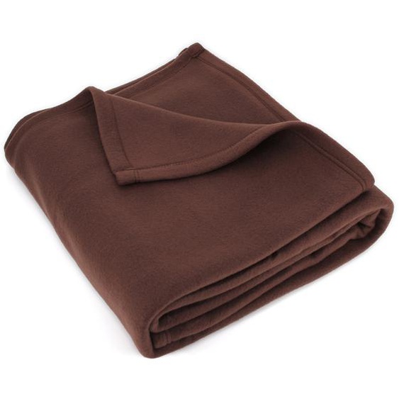 Couverture polaire 220x240 cm Isba marron Chocolat 100% Polyester 320 g/m2 traité non-feu