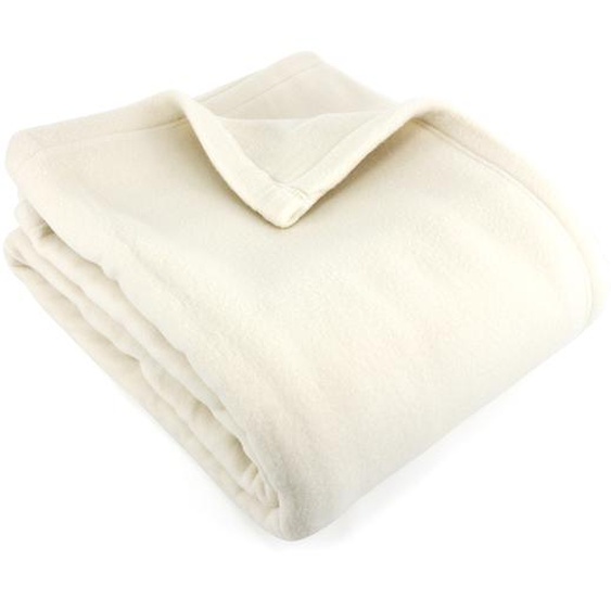 Couverture polaire 240x260 cm 100% Polyester 350 g/m2 TEDDY Blanc Naturel