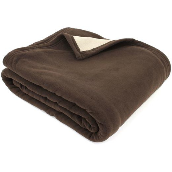 Couverture polaire luxe 180x220 cm 100% polyester 430 g/m2 NARVIK Marron