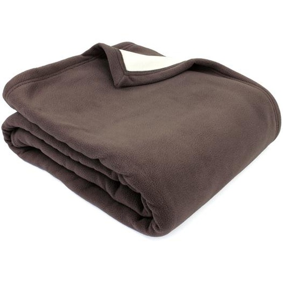Couverture polaire luxe 240x260 cm 100% polyester 430 g/m2 NARVIK Marron Taupe/Naturel