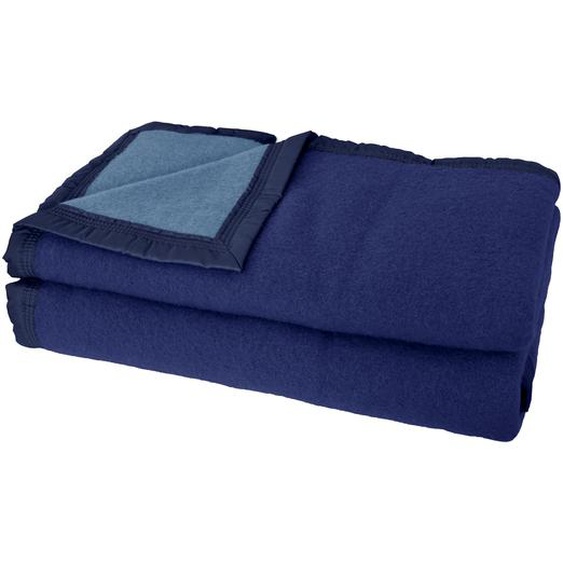 Couverture pure laine vierge Woolmark 500g/m² VOLTA 180x240 cm Bleu Marine/Myosotis
