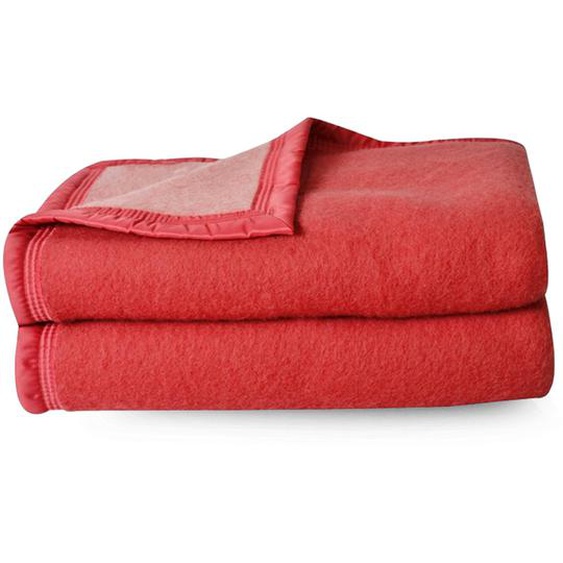 Couverture pure laine vierge Woolmark 500g/m² VOLTA 180x240 cm Rouge Bois de rose
