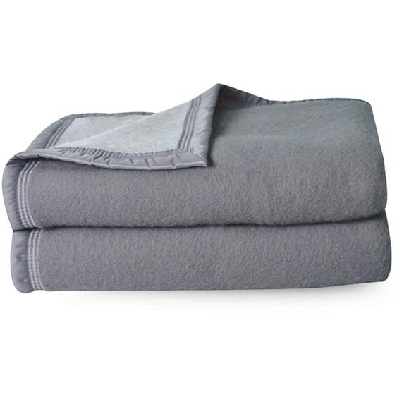 Couverture pure laine vierge Woolmark 500g/m² VOLTA 240x300 cm Gris Acier