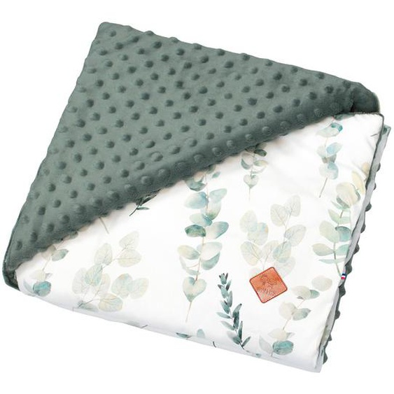 Couverture Réversible En Minky Eucalyptus Eucalyptus, Vert, Gris