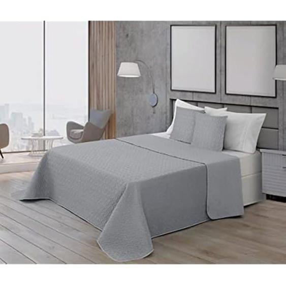 Couvre-lit Bouti Microsatin 100 GR Modèle Argent - BL BELUM - 235 x 270 cm - Synthétique - Rectangulaire
