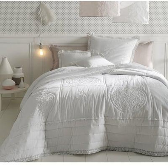 Couvre lit boutis matelassé brodé, coton, Oyena