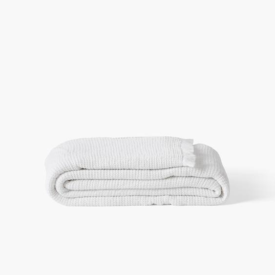 Couvre-lit coton nid dabeille Mélodie blanc